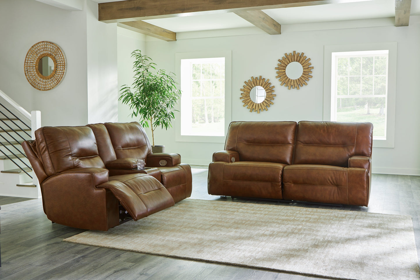 Francesca Auburn Power Reclining Sofa and Loveseat