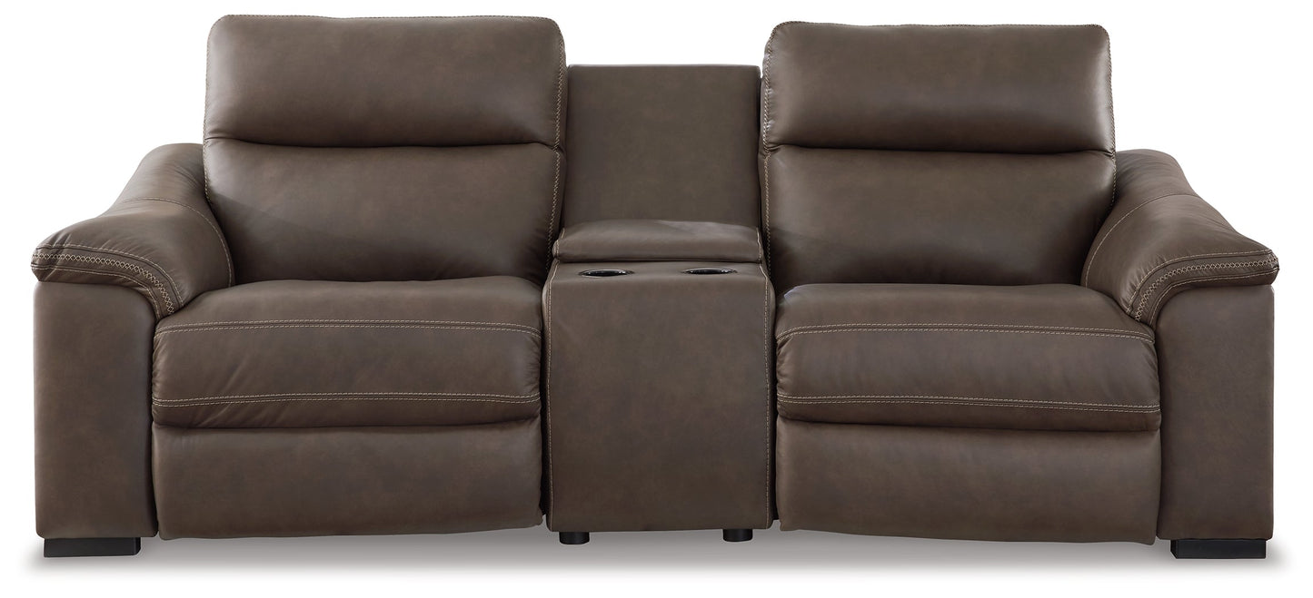 Salvatore Chocolate 3-Piece Power Reclining Sectional Loveseat with Console