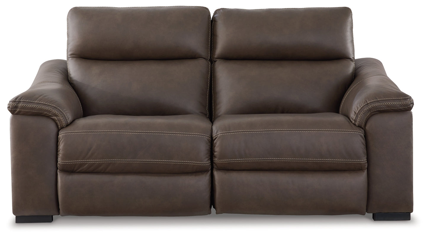 Salvatore Chocolate 2-Piece Power Reclining Sectional Loveseat