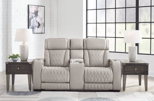 Boyington Gray Power Reclining Loveseat with Console