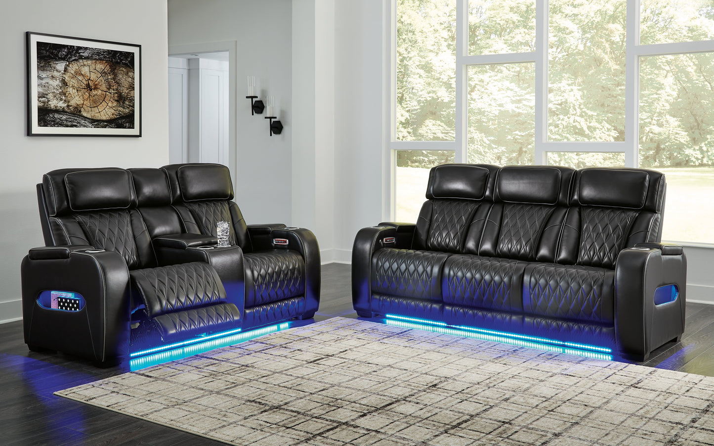 Boyington Black Power Reclining Sofa and Loveseat