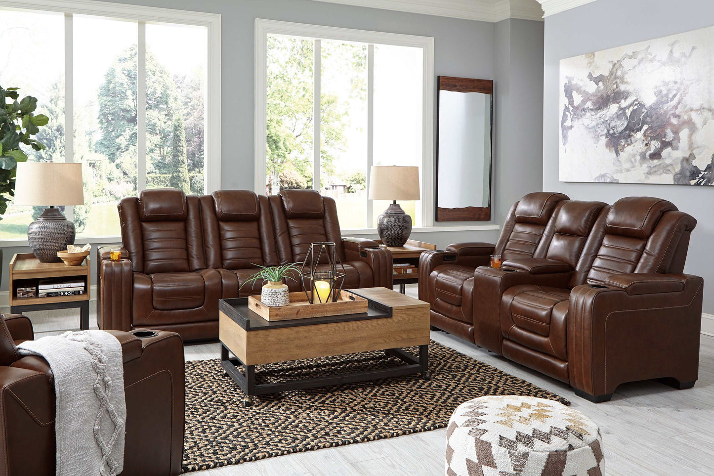 Backtrack Chocolate Power Reclining Sofa, Loveseat & Chair / 3pc Set