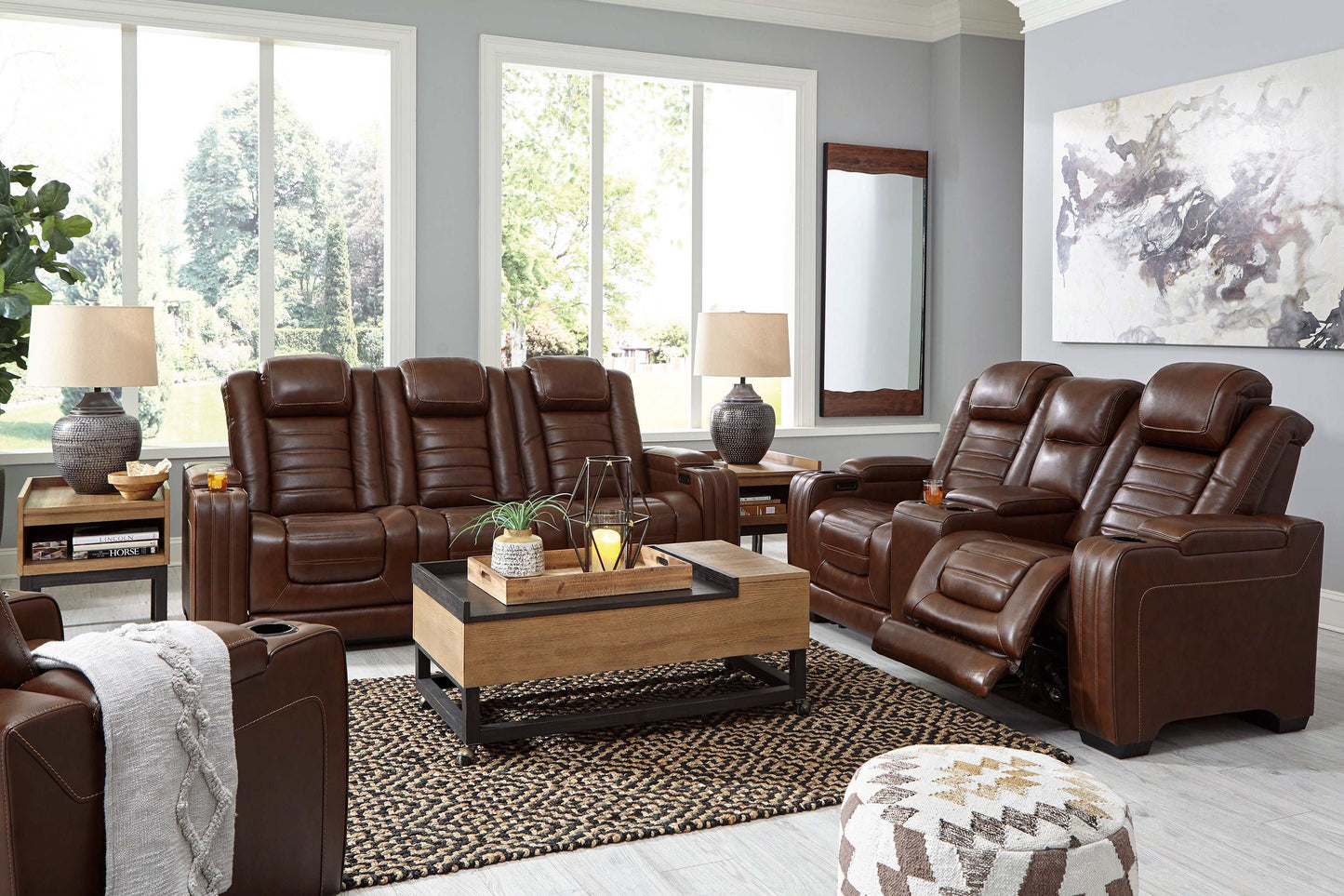 Backtrack Chocolate Power Reclining Sofa, Loveseat & Chair / 3pc Set