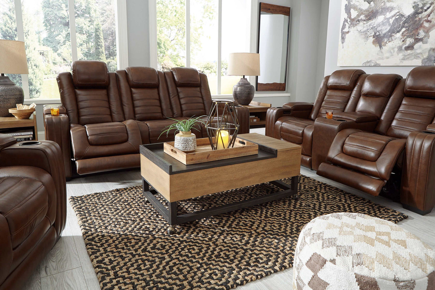 Backtrack Chocolate Power Reclining Sofa, Loveseat & Chair / 3pc Set