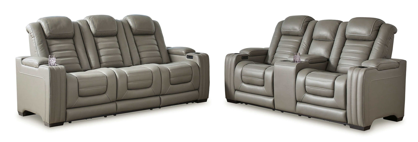 Backtrack Gray Power Reclining Living Room Set / 2pc