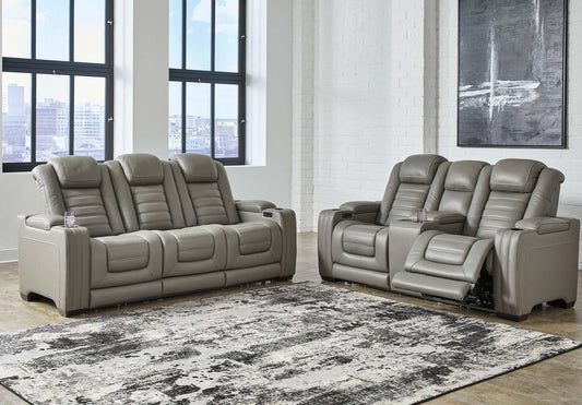 Backtrack Gray Power Reclining Living Room Set / 2pc