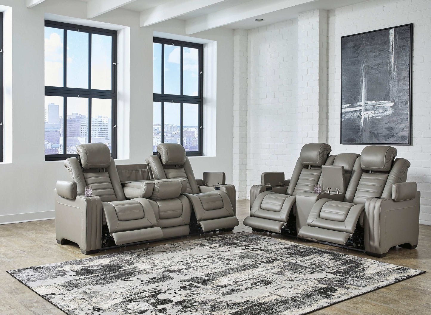 Backtrack Gray Power Reclining Living Room Set / 2pc