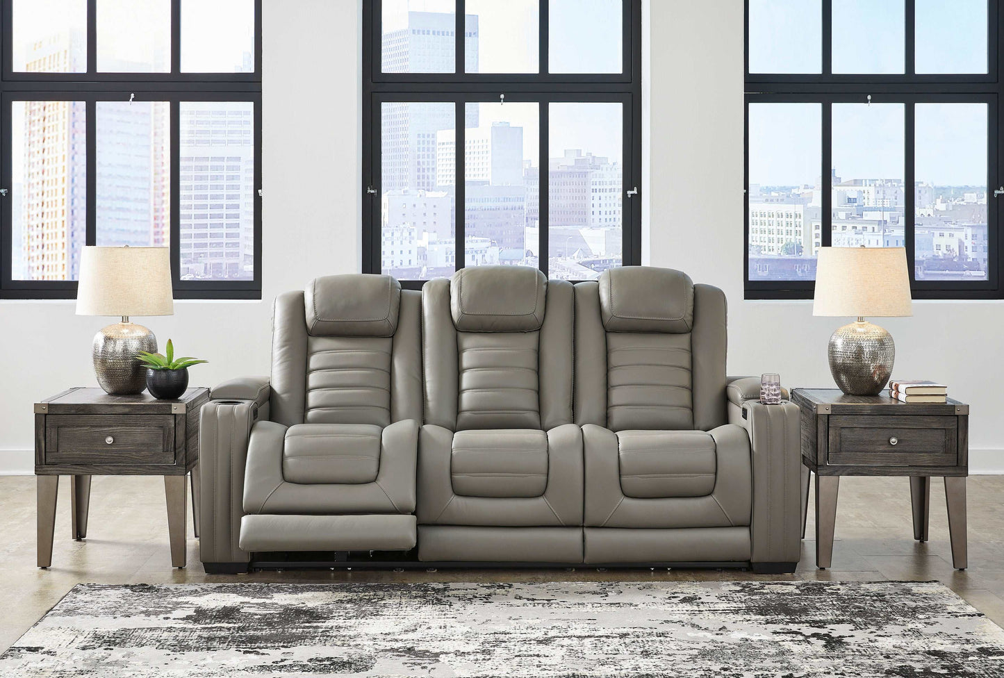 Backtrack Gray Power Reclining Living Room Set / 2pc