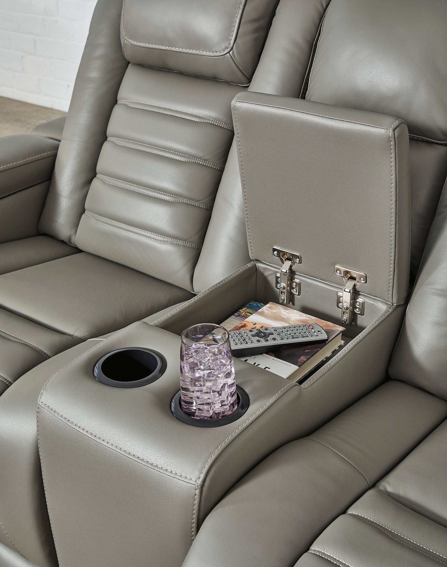 Backtrack Gray Power Reclining Loveseat