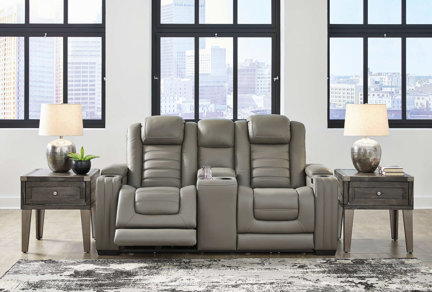 Backtrack Gray Power Reclining Living Room Set / 2pc