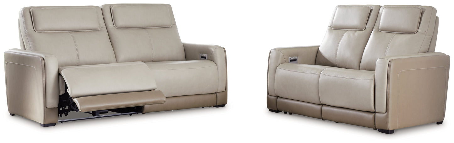 Battleville Almond Power Reclining Sofa and Loveseat