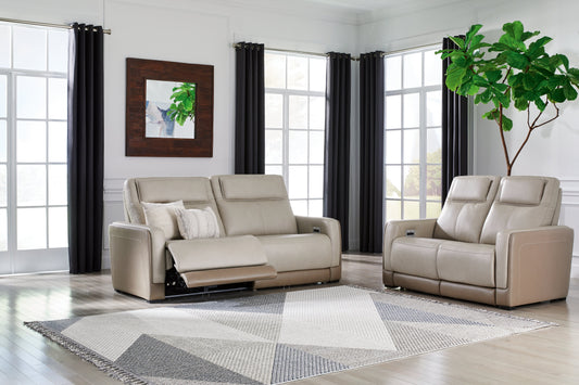 Battleville Almond Power Reclining Sofa and Loveseat