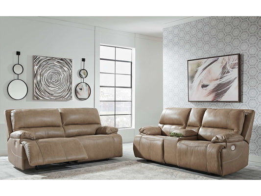 Ricmen Putty Power Reclining Sofa & Loveseat w/ Console (2pc)