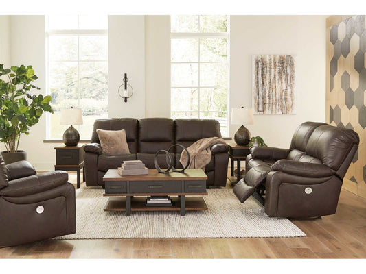 Leesworth Dark Brown Power Reclining Living Room Set / 3pc