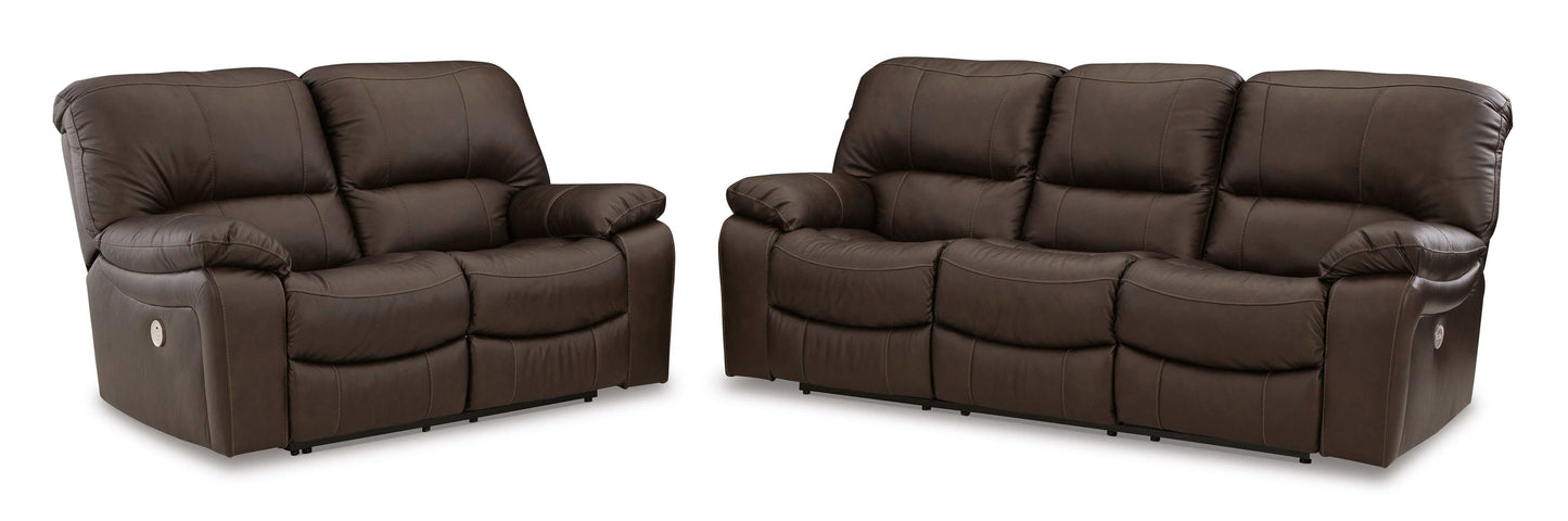 Leesworth Dark Brown Power Reclining Living Room Set / 2pc