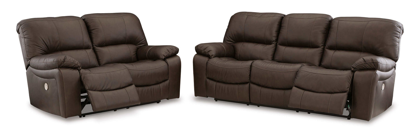 Leesworth Dark Brown Power Reclining Living Room Set / 2pc