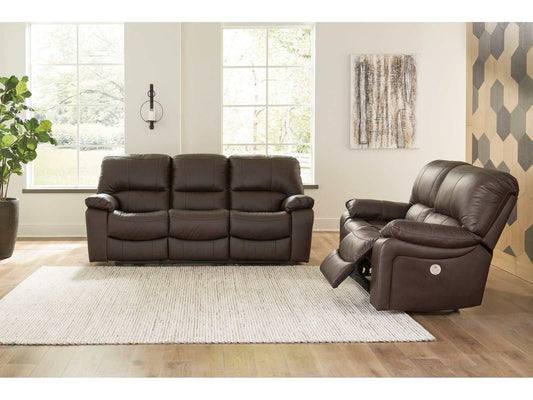 Leesworth Dark Brown Power Reclining Living Room Set / 2pc