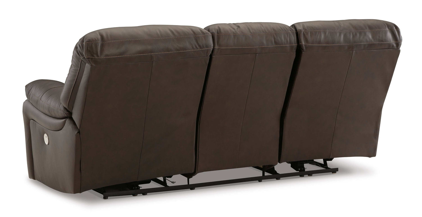 Leesworth Dark Brown Power Reclining Sofa