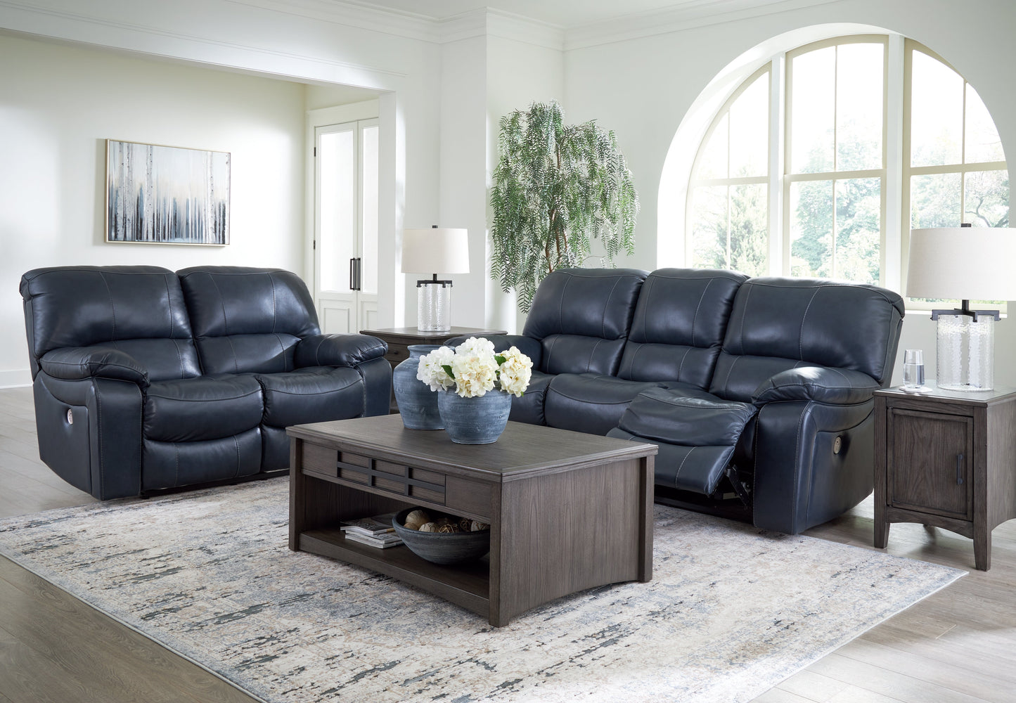 Leesworth Ocean Power Reclining Sofa and Loveseat