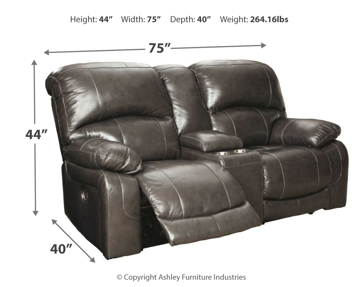 Hallstrung Gray Power Reclining Loveseat and Power Recliner