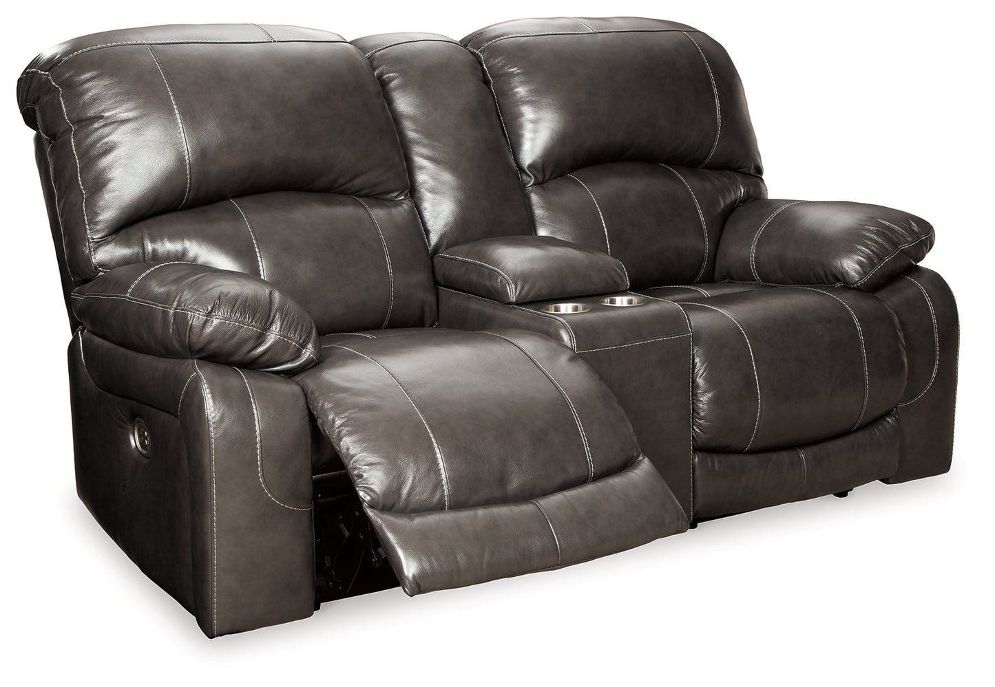 Hallstrung Gray Power Reclining Loveseat with Console