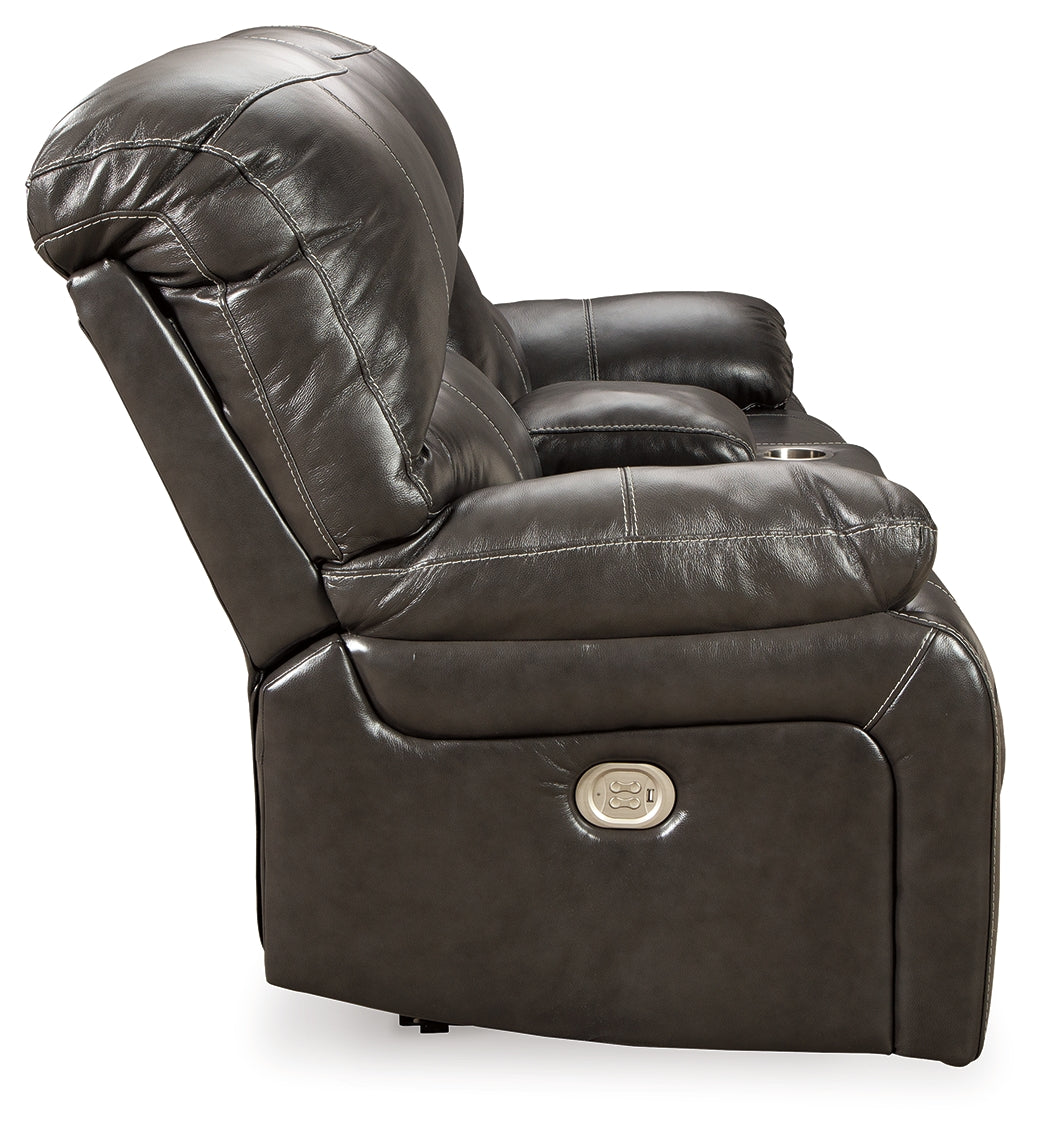 Hallstrung Gray Power Reclining Loveseat with Console