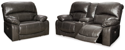 Hallstrung Gray Power Reclining Loveseat and Power Recliner