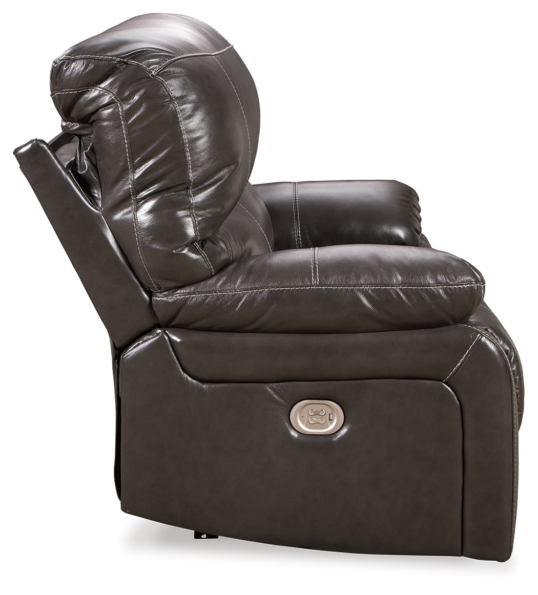 Hallstrung Gray Power Reclining Loveseat and Power Recliner