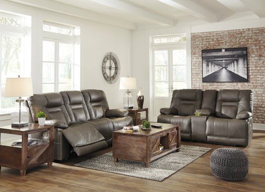 Wurstrow Smoke Power Reclining Sofa and Loveseat