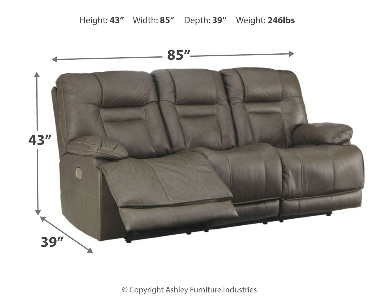 Wurstrow Smoke Power Reclining Sofa, Loveseat and Recliner