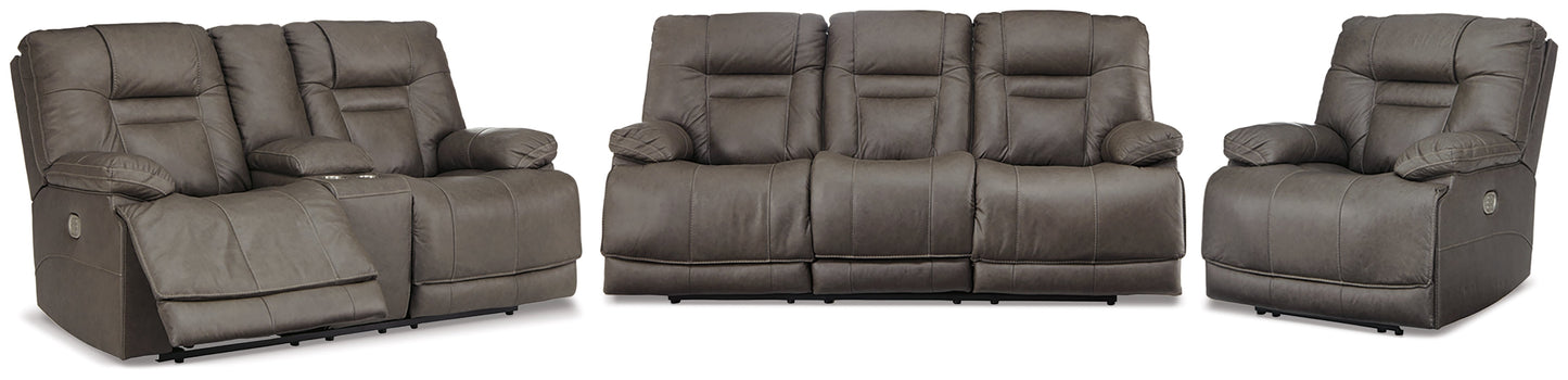 Wurstrow Smoke Power Reclining Sofa, Loveseat and Recliner