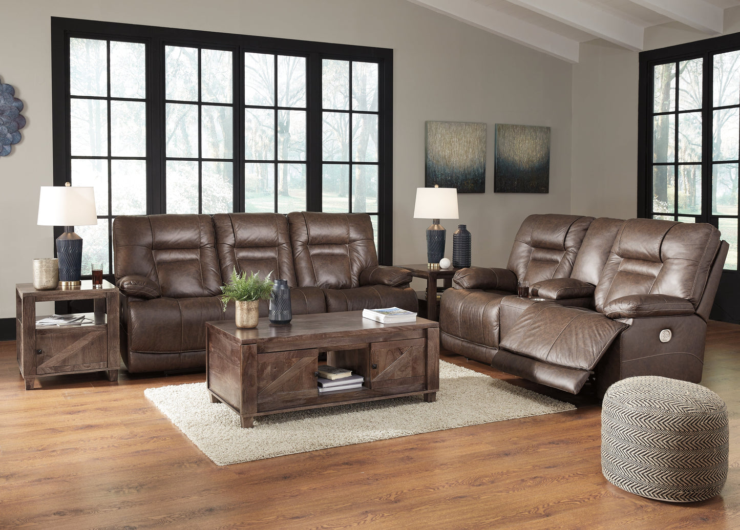 Wurstrow Umber Power Reclining Sofa and Loveseat