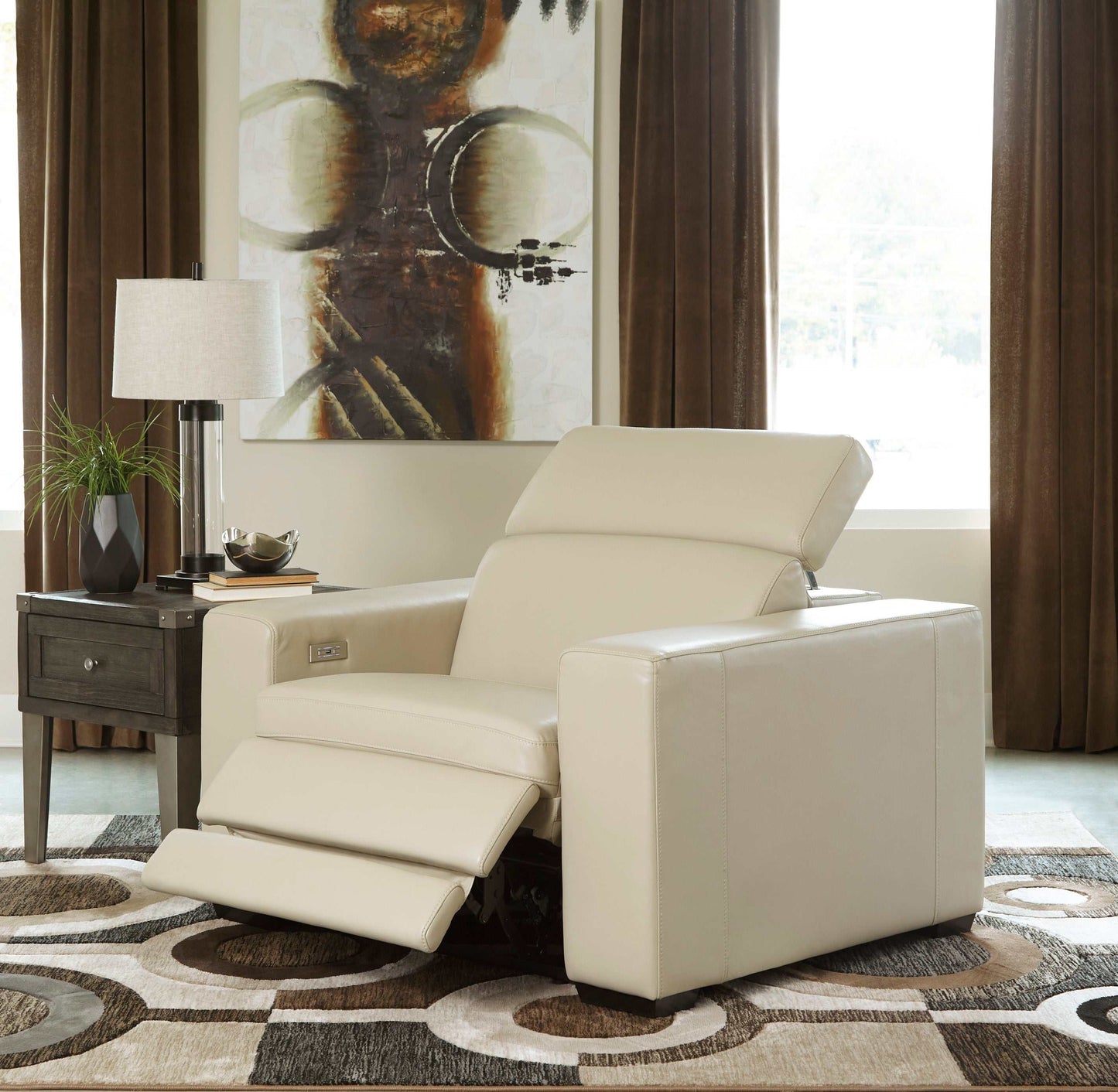 Texline Sand Leather Power Recliner