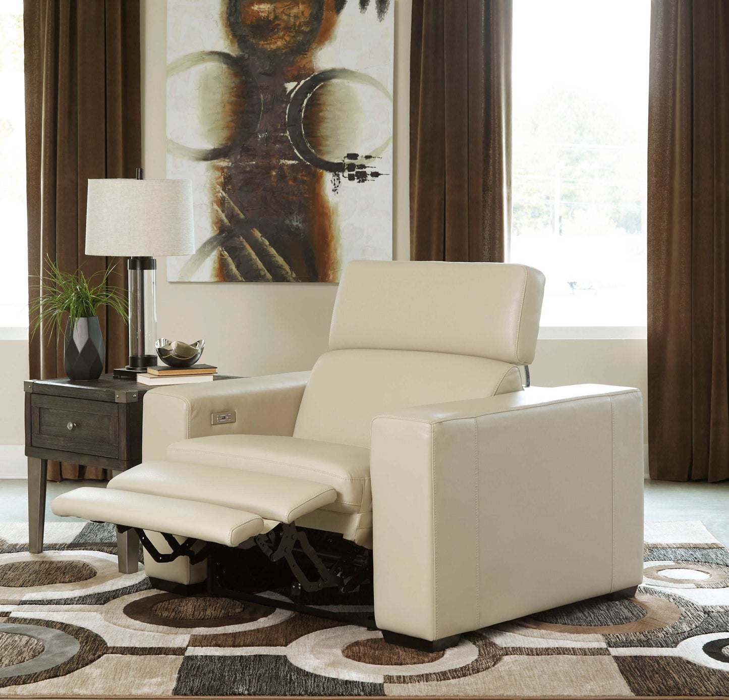 Texline Sand Leather Power Recliner