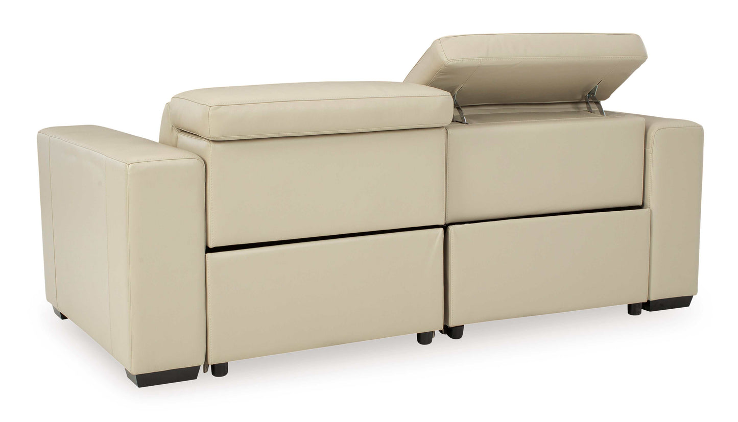 Texline Sand Leather Power Reclining Sectional Loveseat