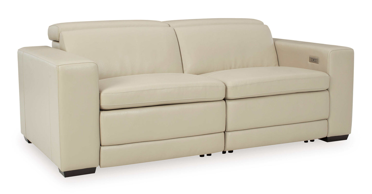 Texline Sand Leather Power Reclining Sectional Loveseat