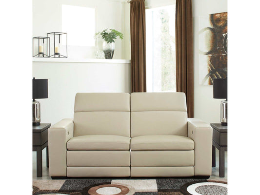 Texline Sand Leather Power Reclining Sectional Loveseat