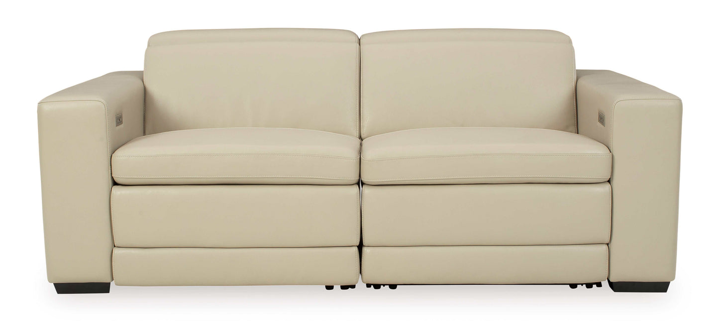 Texline Sand Leather Power Reclining Sectional Loveseat