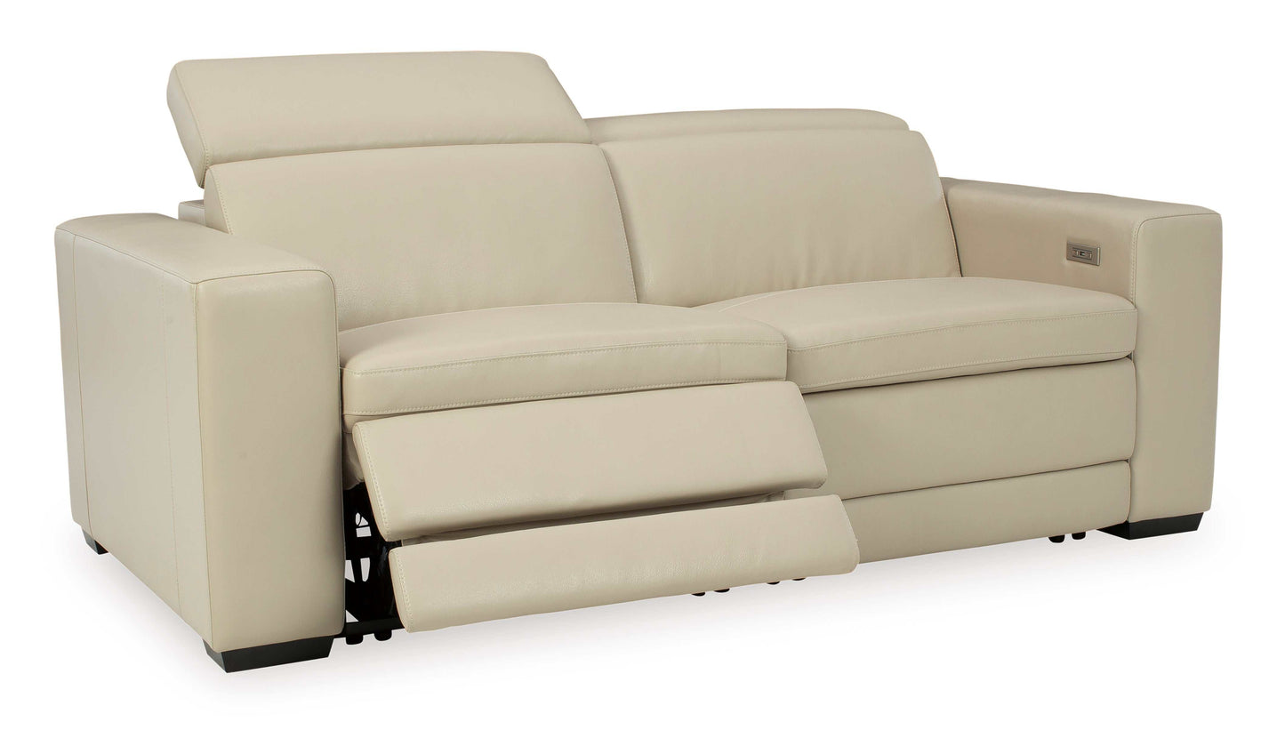 Texline Sand Leather Power Reclining Sectional Loveseat