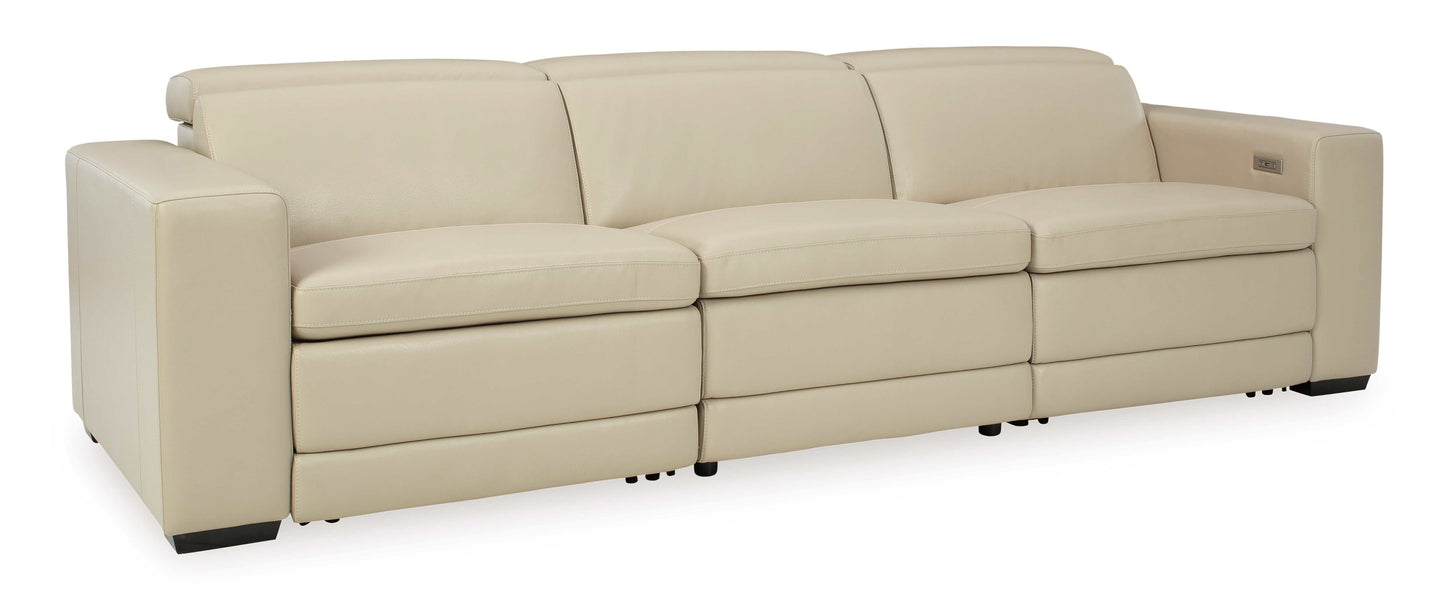 Texline Sand Leather Power Reclining Sectional Sofa