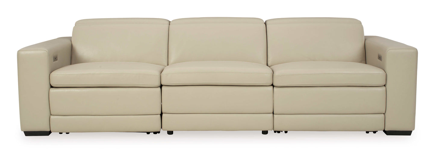 Texline Sand Leather Power Reclining Sectional Sofa