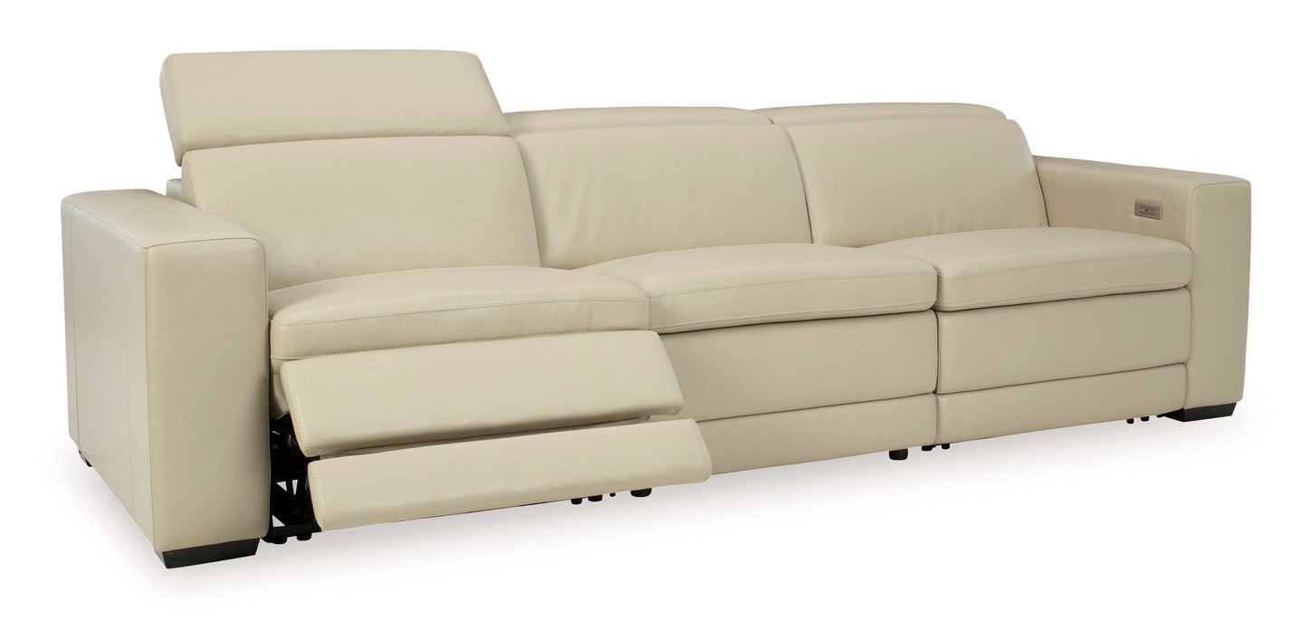 Texline Sand Leather Power Reclining Sectional Sofa