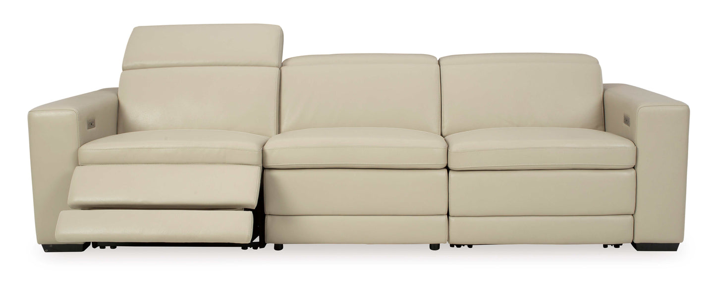 Texline Sand Leather Power Reclining Sectional Sofa