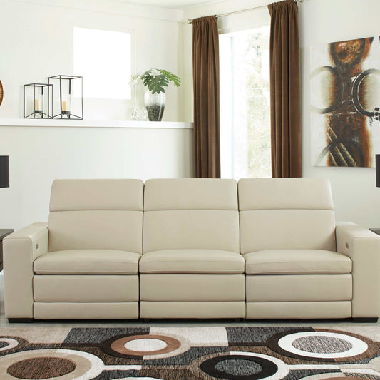 Texline Sand Leather Power Reclining Sectional Sofa