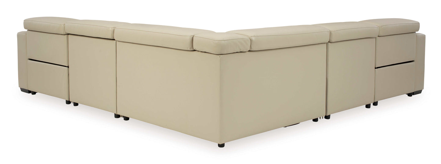 Texline Sand Leather Power Reclining Symmetrical Corner Sectional