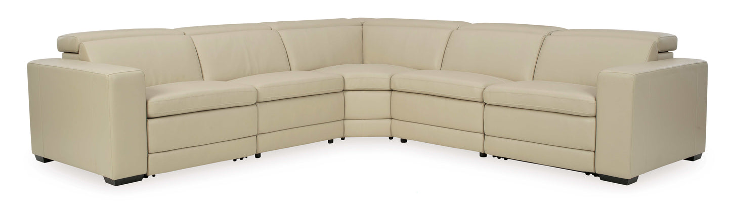 Texline Sand Leather Power Reclining Symmetrical Corner Sectional