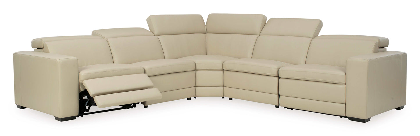 Texline Sand Leather Power Reclining Symmetrical Corner Sectional