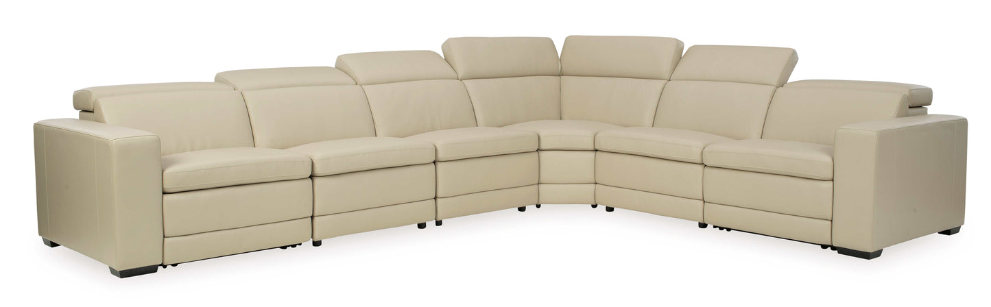 Texline Sand Leather Power Reclining 7-Piece Corner Sectional