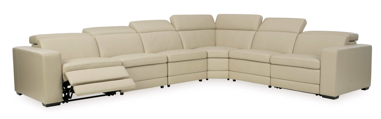 Texline Sand Leather Power Reclining 7-Piece Corner Sectional