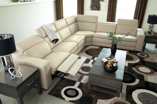 Texline Sand Leather Power Reclining 7-Piece Corner Sectional